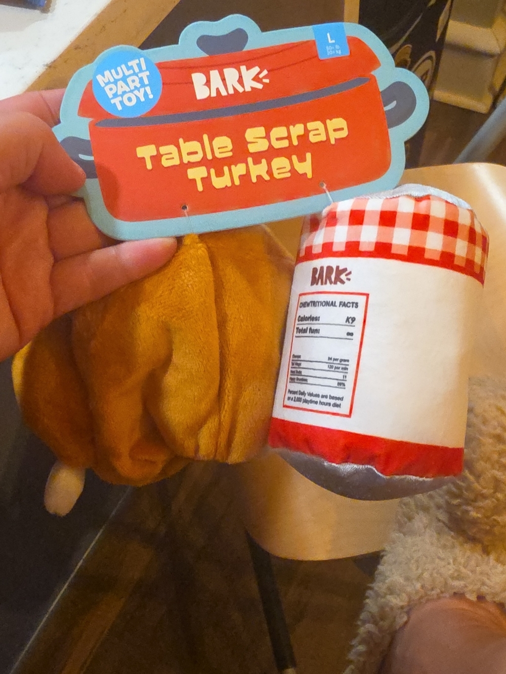 BARK Table Scrap Turkey Plush Toy - Yellow and Red Accents